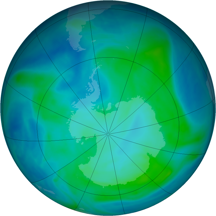Antarctic ozone map for 09 February 2008